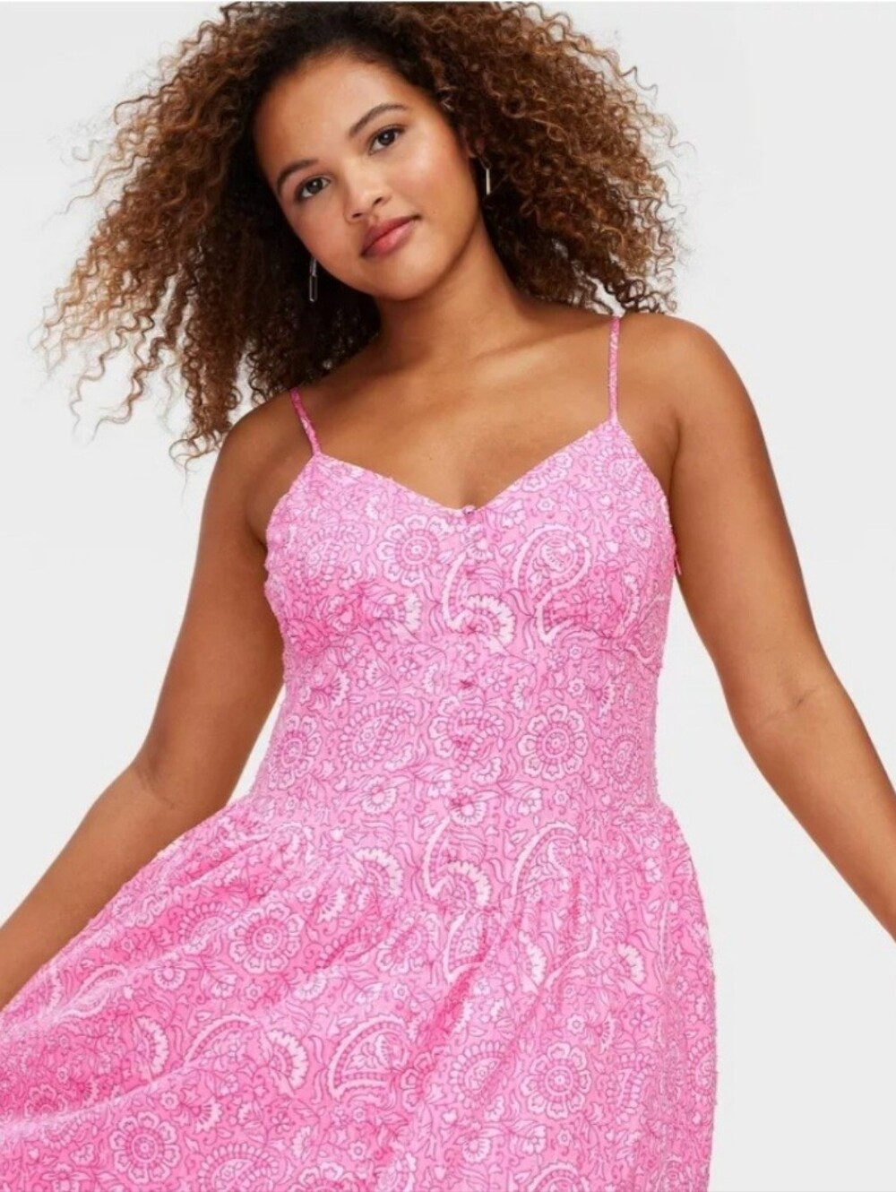 NWT Roller Rabbit x Target L Pink & White Paisley Boho Maxi Sundress Pockets